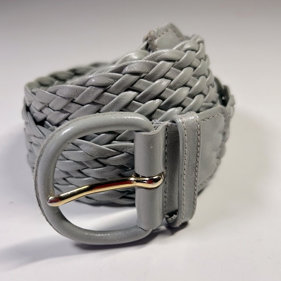 Women’s Grey Leather Woven Braided Belt, Leather Wrapped Buckle. Size S - Picture 2 of 9